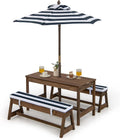 89 x 44 x 50 cm – Table de Pique-Nique pour Enfants avec Parasol Réglable, COSTWAY, Salon de Jardin en Bois pour Enfants avec Coussins