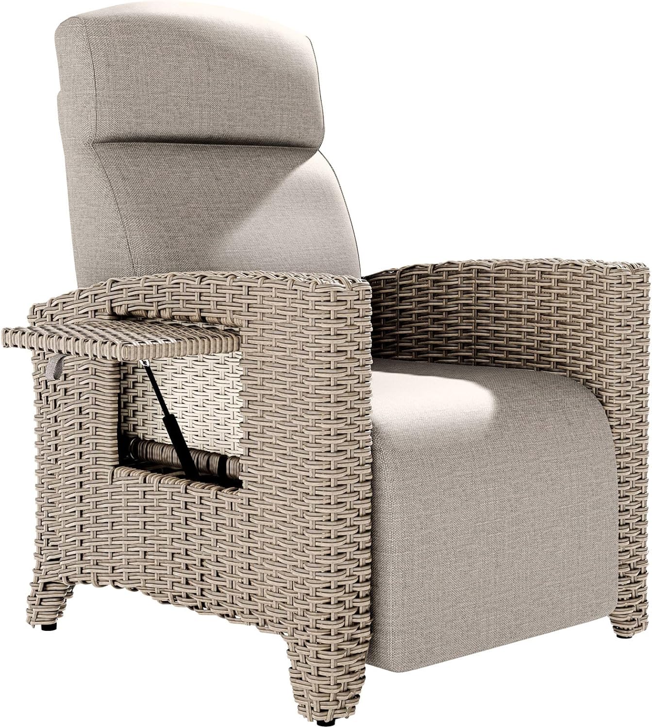 ONKBOITE Chaise Longue Ergonomique en Rotin de Relaxation – Dossier Réglable, Adaptée à l'intérieur, Coussin épais, au Balcon, au Jardin, à la Cour