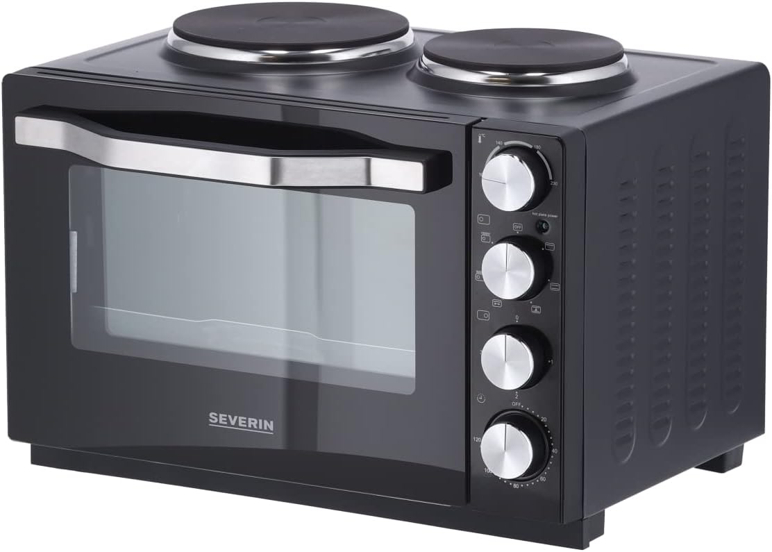Four posable 2 500 W design élégant – Mini-Four à chaleur tournante 30 L avec tournebroche et plaques de cuisson, Severin, TO 2065