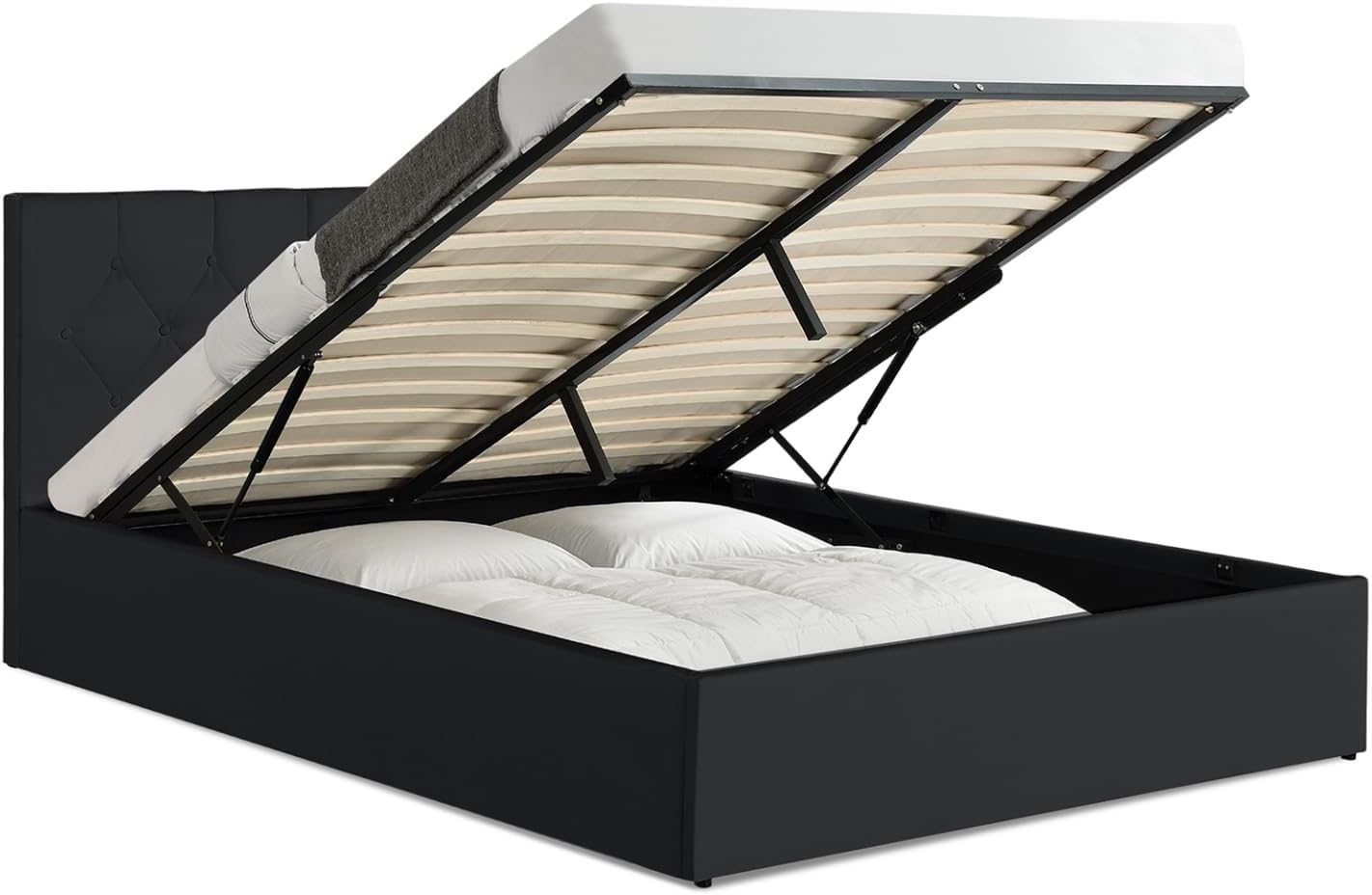 Cadres de lit – IDMarket, Design contemporain avec revêtement PVC noir pour ce lit double 140 x 190 CM