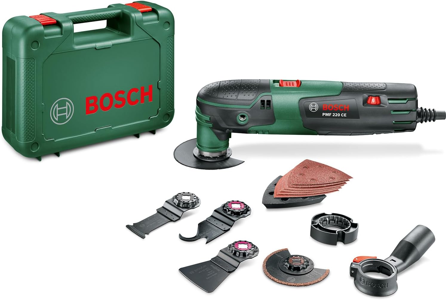Ensemble d'outils multifonctions PMF 220 CE – Bosch, 220 watts, en étui, Vert/Noir/Rouge