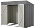 Abri de jardin en métal - 242 x 126 x 182 cm - Étanche - Pour extérieur – Jaxenor, avec base en métal, sans sol, - Gris, terrasse