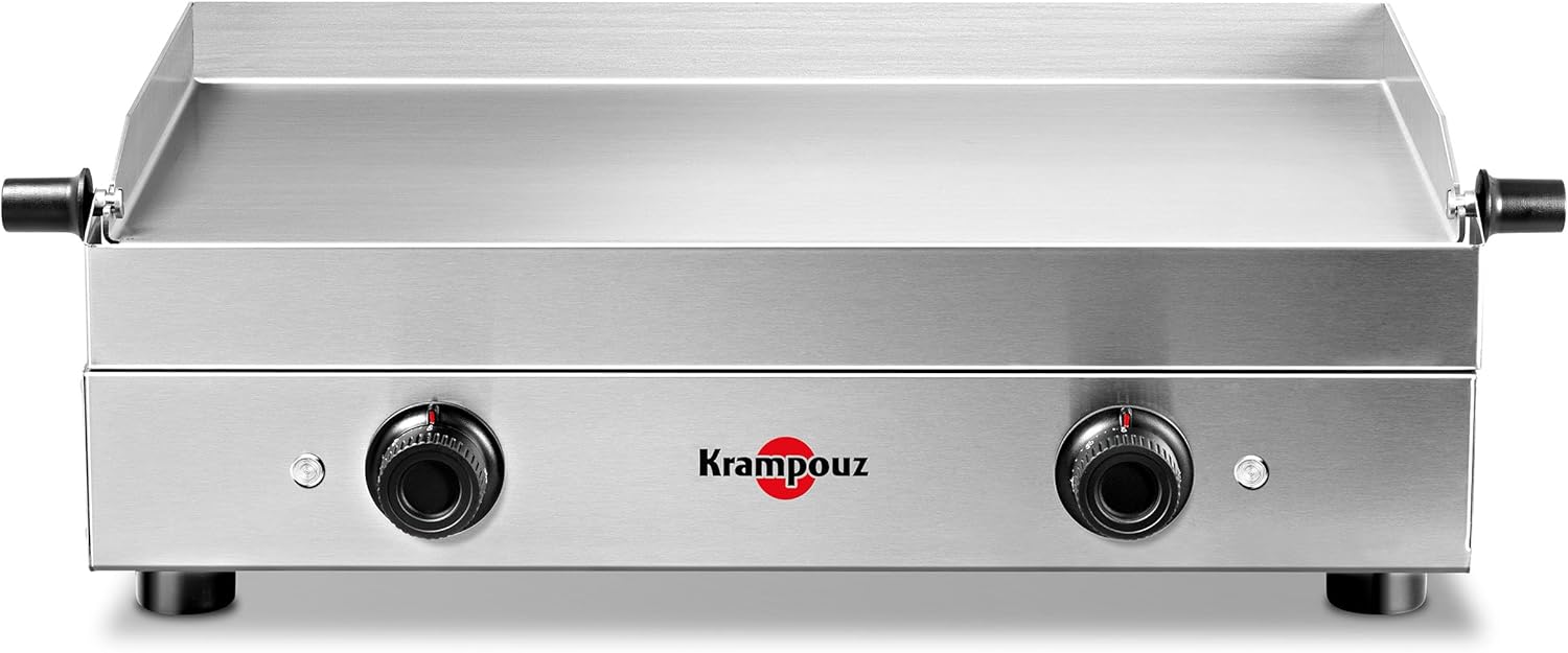 Plancha Électrique SAVEUR - Plaque de Cuisson en Inox 64 x 33 cm - 3200 Watts - 2 Zones de – Krampouz, Argent