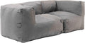 Ensemble salle à manger – Oviala, Salon de Jardin modulable avec 2 fauteuils d'angle Gris - Mixi, dimensions indiquées sont Hauteur 65 cm