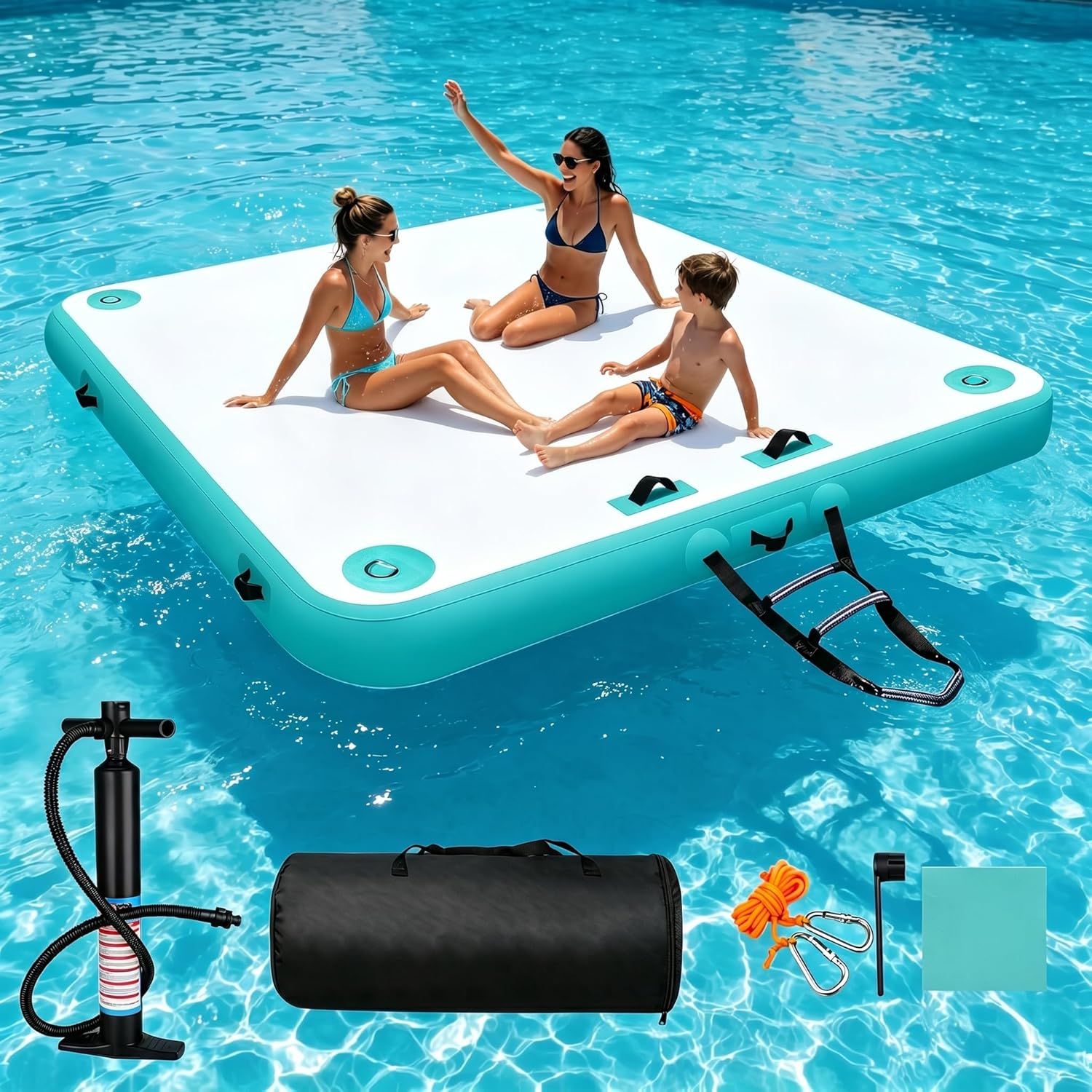 Quai Flottant Gonflable Plateforme Gonflable Flottante avec échelle Amovible et Sac de – Porteurs gonflables, Qdreclod