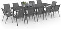IDMarket Salon de Jardin Madrid Table Extensible Plateau Gris 135-270 CM et 12 chaises empilables Gris