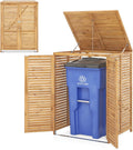 LIFEZEAL Abri à Poubelles en Bois – Abris Poubelles de Jardin avec Couvercle Ouvrant, Cache Poubelle 120 L, 86 x 70 x 114 cm, Bois/Bleu/Gris
