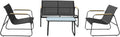 Salon de Jardin Tenerife en textilene Noir – Canapés, Happy Garden, 4 Places, de 2 fauteuils et d'une Table Basse rectangulaire