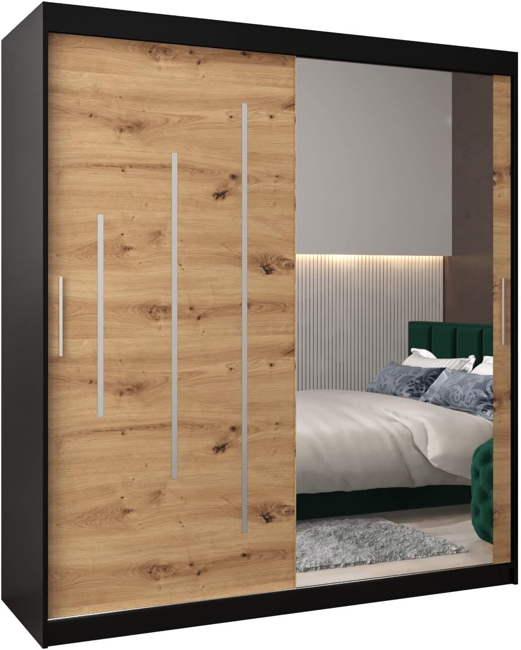 ABIKSMEBLE York 2 180 Armoire à Deux Portes Coulissantes pour Chambre à Coucher - Moderne Armoire de – L x H x P