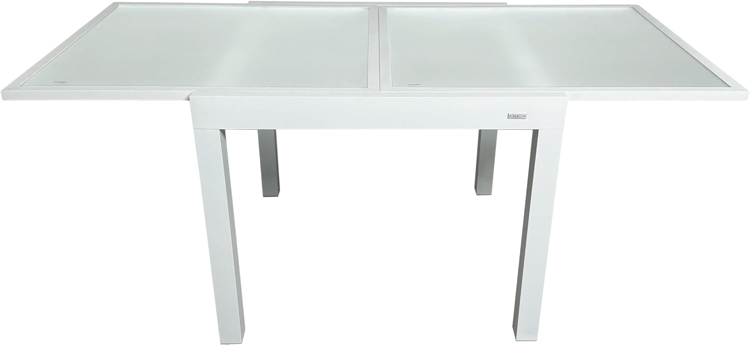 Tables à manger – MOMMA HOME, Table extensible de jardin en aluminium et verre trempé - Table carrée extensible d'extérieur, blanc