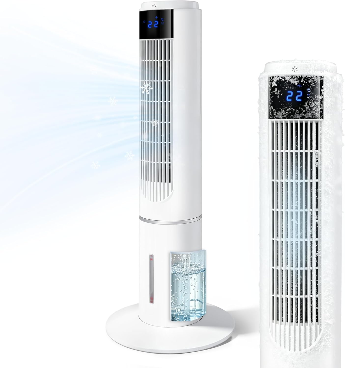 Ventilateurs colonne – Citybee, Ventilateur tour avec refroidissement - Ventilateur avec refroidissement à eau - 3 vitesses - 3, Blanc