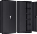 Armoires à outils – SUPEER, Armoire de Bureau métallique avec 4 Étagères Réglables en Hauteur, Noir