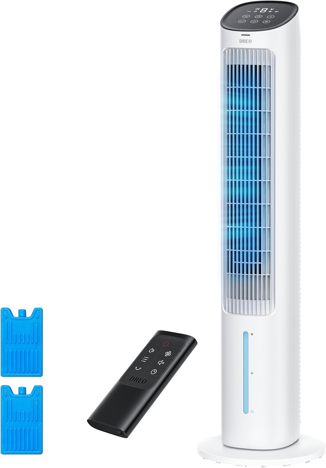 DREO Ventilateur Tour avec Refroidissement – Télécommande, Rafraîchisseur d'Air Évaporatif 40 Pouces, 3 Modes, 4 Vitesses, Oscillation à 80°, Blanc
