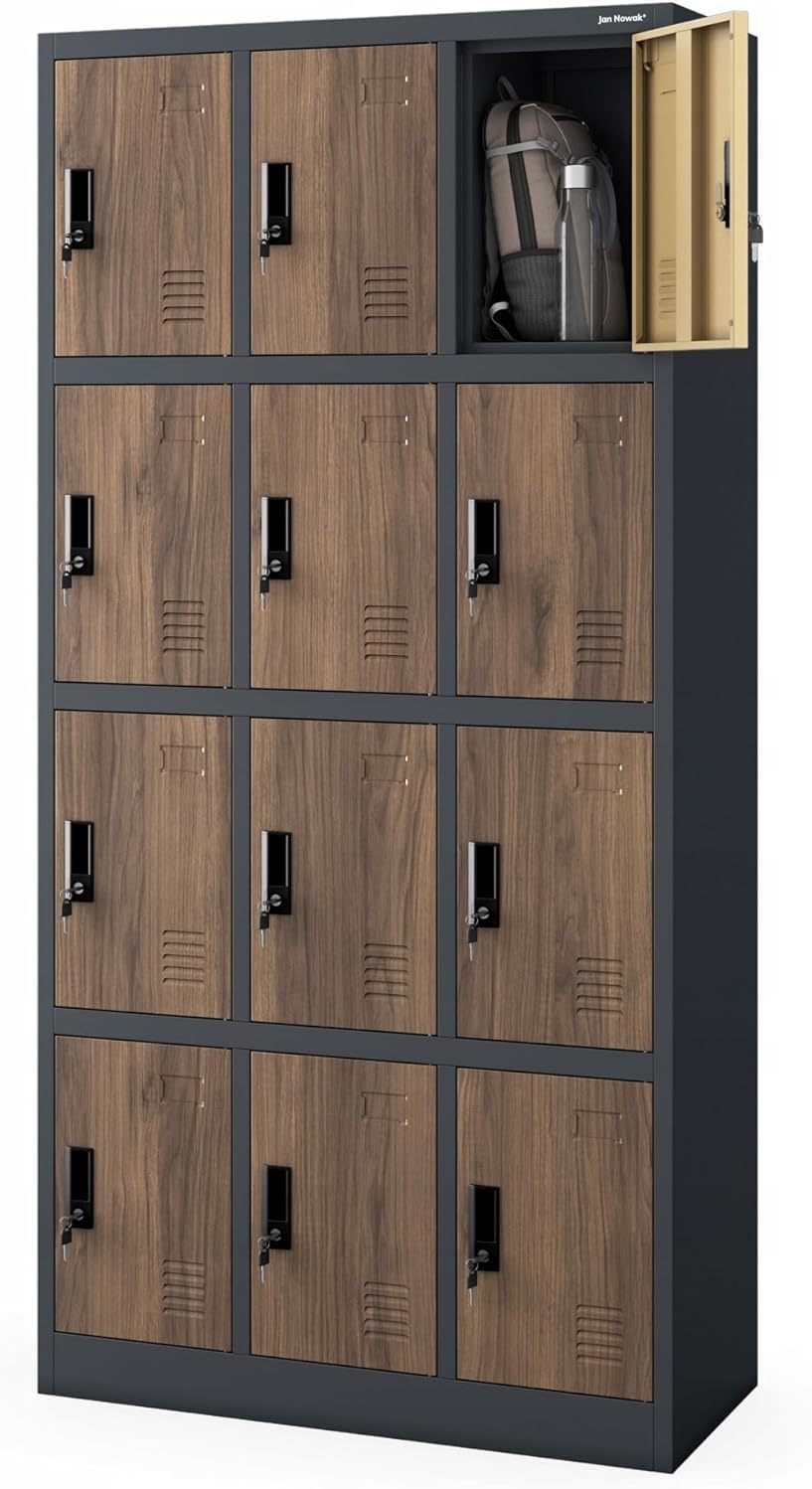 Jan Nowak Casier vestiaire 3B4A Armoire Metallique 12 Compartiments avec Fentes de Ventilation Revêtement