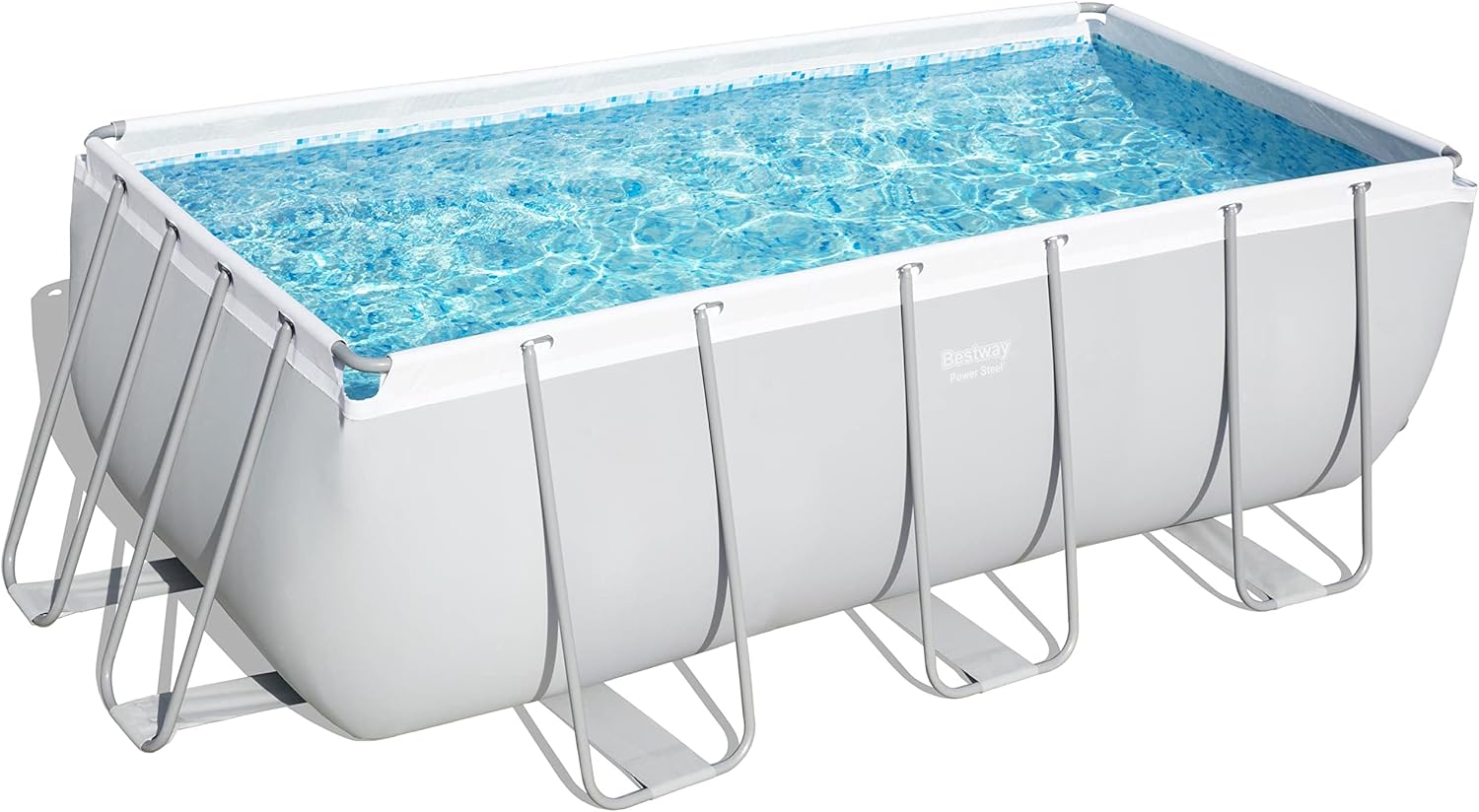 Bestway Ensemble de piscine rectangulaire Power Steel 412x201x122 cm – dimensions indiquées sont 412 x 201 x 122 cm