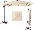 Parasol Déporté Carré 3x3M à Manivelle – Parasol de Jardin Extérieur, COSTWAY, Inclinable et Rotation à 360°, 8 Baleines, Patio